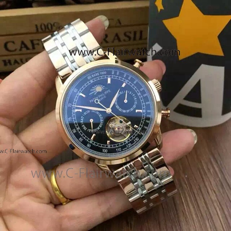 Patek Philippe Moonphase Replica Watch - 2 Tone Rose Gold Patek Philippe Moonphase Replica Watch - 2 Tone Rose Gold
